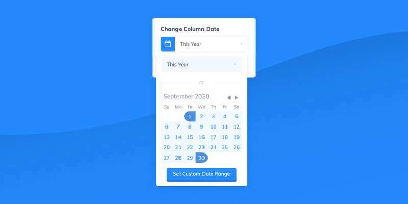 date change modal on column header
