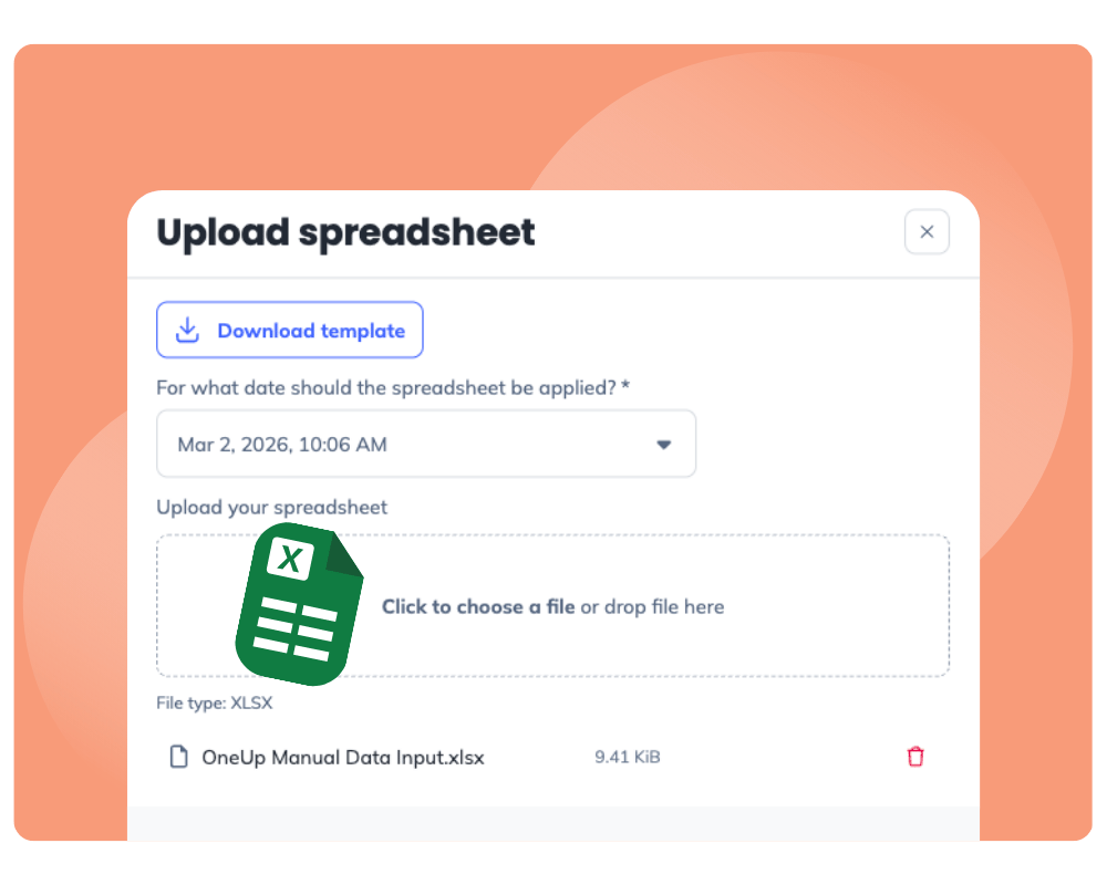 New spreadsheet upload dialog interface